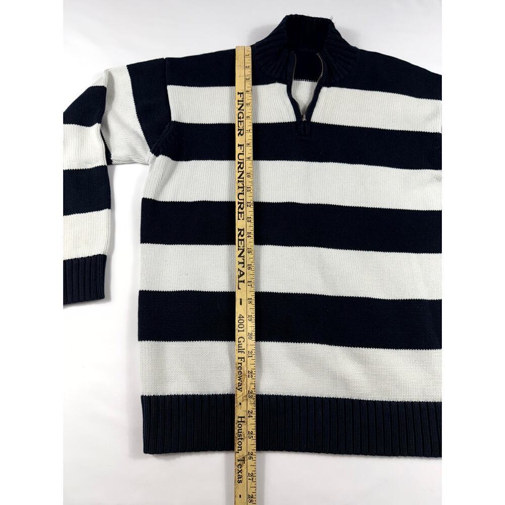 Lauren Ralph Lauren Womens Large Striped Navy Blue & White 1/4 Zip - Picture 7 of 10